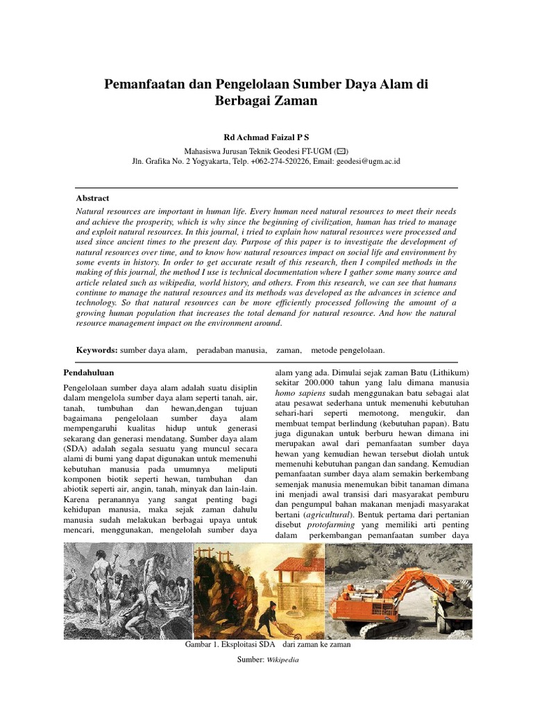 Pemanfaatan Dan Pengelolaan SDA Di Berbagai Zaman