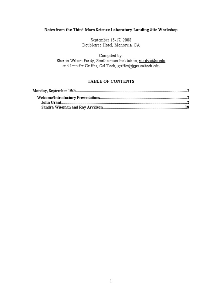 Third MSL Workshop Notes FINAL | PDF | Earth Sciences | Geology