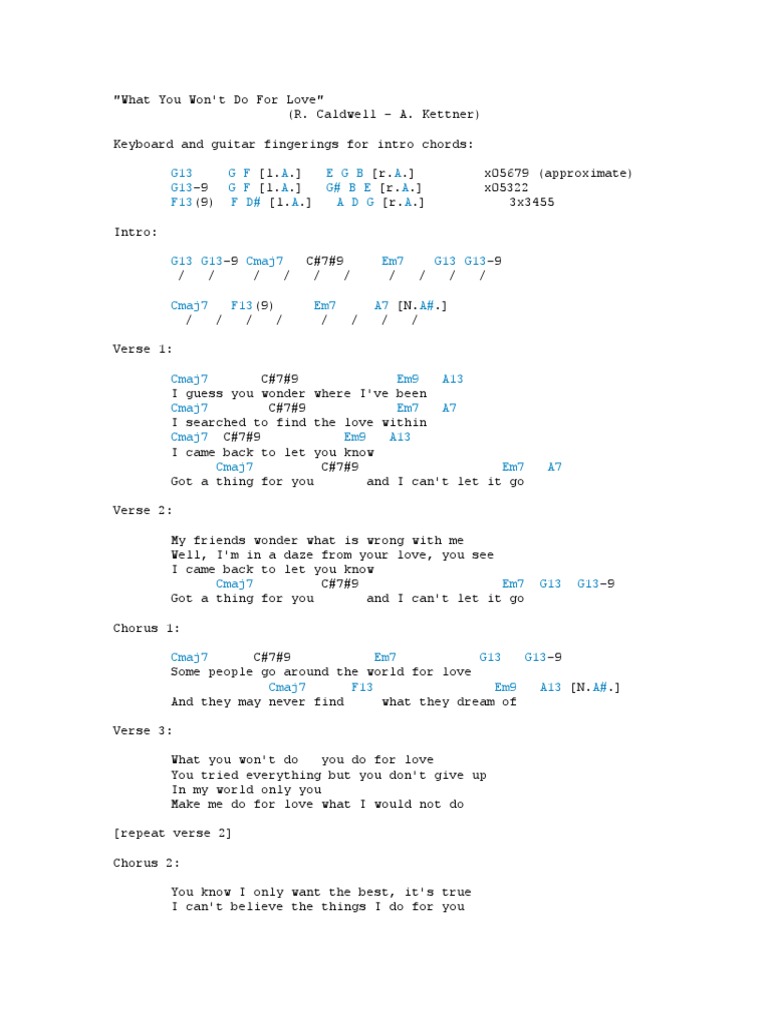 What You Wont Do For Love PDF