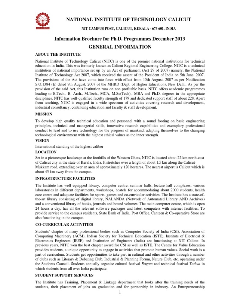 nit calicut phd thesis format