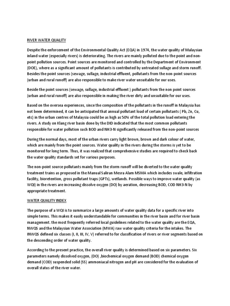 Assignment Water PDF Water Pollution Water Quality