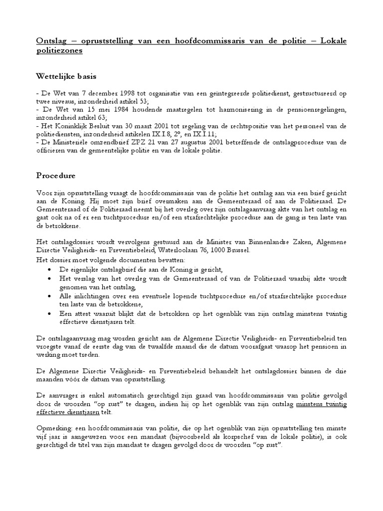 Hoofdcommissaris Moet Brief Aan Koning Schrijven Bij Pensioen