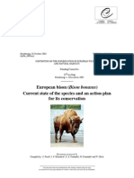 European Bison (Bison Bonasus) Current State of The Species and Action Plan For Its Conservstion