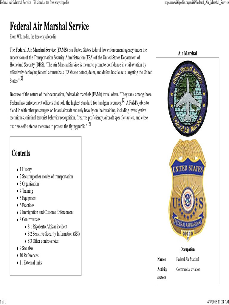 Federal Air Marshal Service Wikipedia, The Free Encyclopedia
