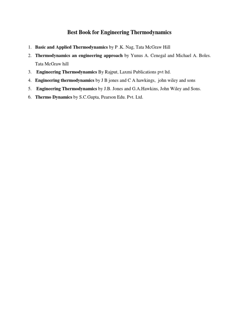 Best Book For Engineering Thermodynamics | PDF | Technology ...