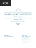 Management Information System: Assignment Ii Organization: Tata Steel