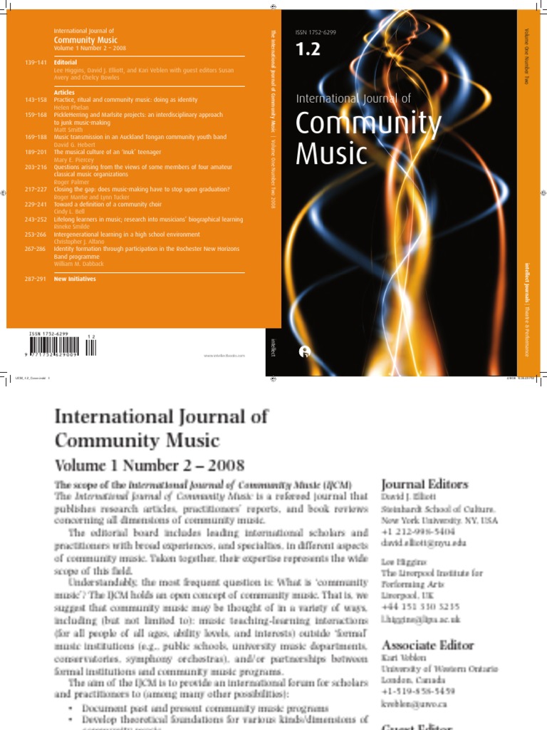 International Journal of Community Music Volume 1 picture