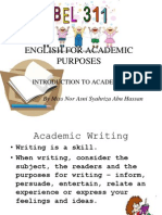 English For Academic Purposes: Introduction To Academic Writing