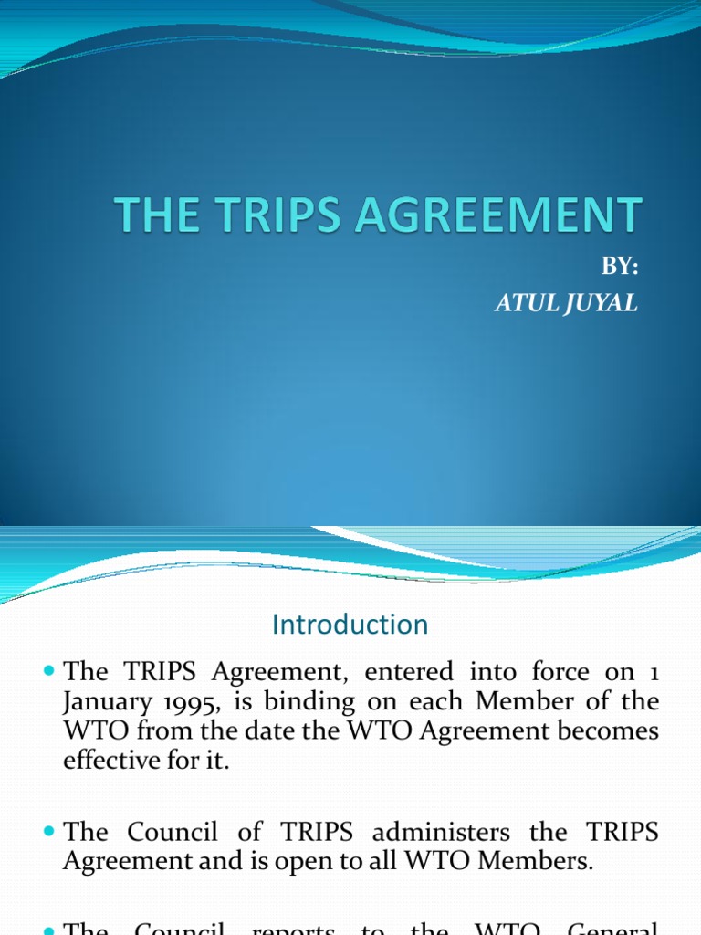 TRIPS Agreement PDF Trips Agreement Intellectual Property