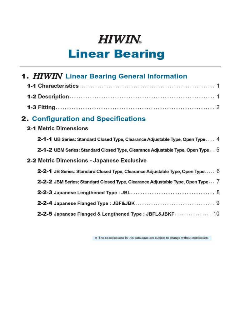 HIWIN Linear Bearing Catalogue | PDF