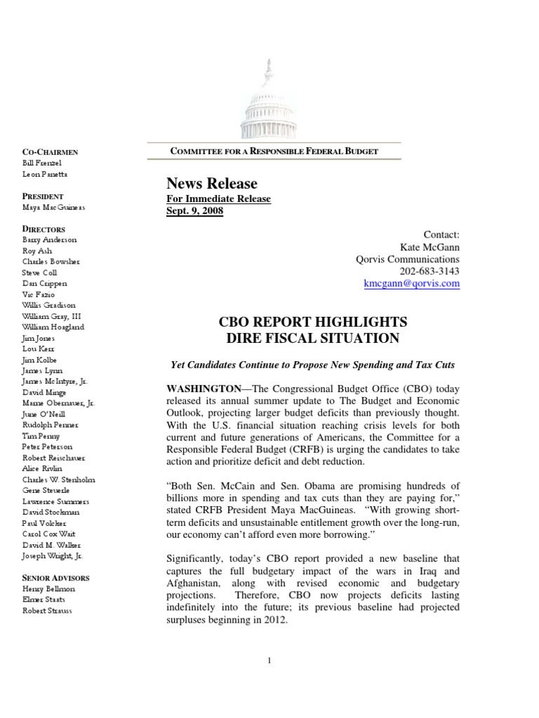 CBO Report: Urgent Budget Deficit Warning | PDF