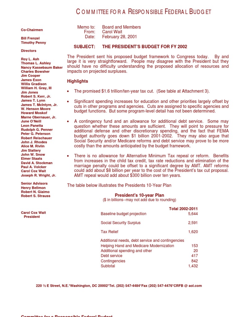 Update 2 28 01 | PDF | United States Federal Budget | United States ...