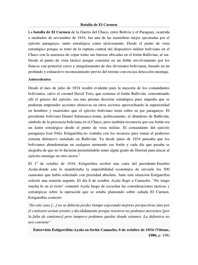 Batalla de El Carmen PDF Militar Ciencia militar