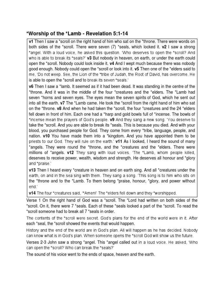 Worship of the Lamb in Revelation 5 | PDF | Lamb Of God | John The Baptist