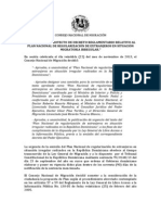 Publicacion Nacional de Regularizacion Migratoria de La República Dominicana