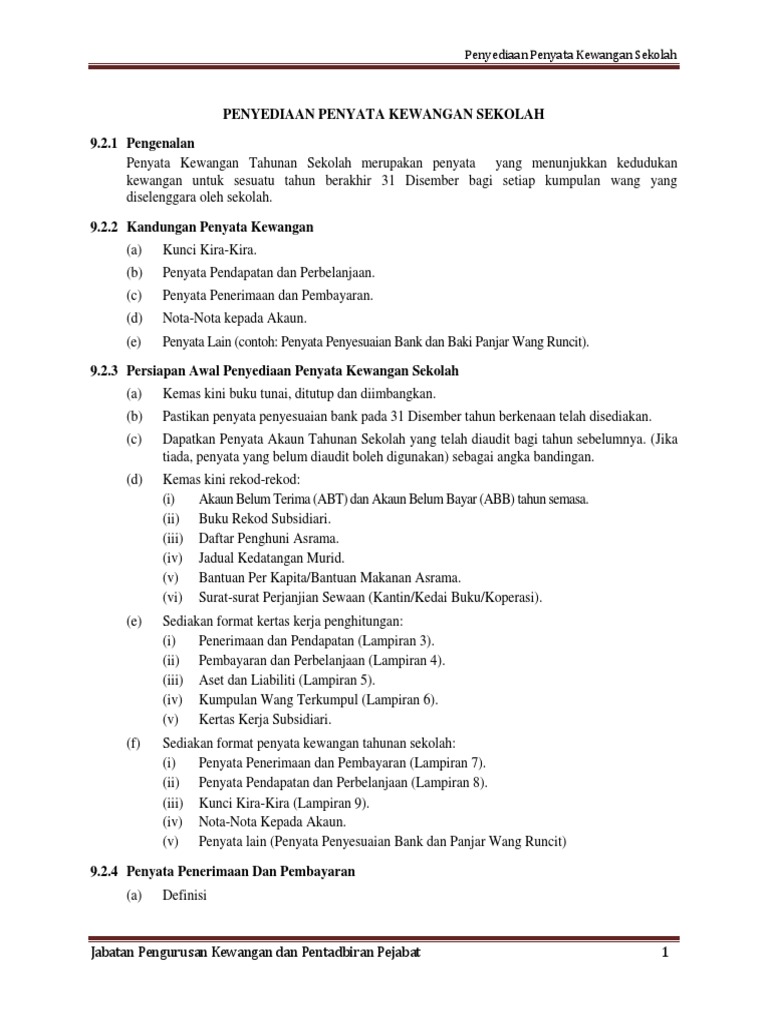 7 Penyediaan Penyata Kewangan Tahunan Sekolah