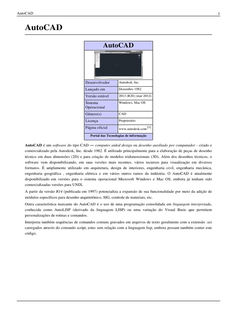 Evolução do AutoCAD desde 1982 | PDF | Auto Cad | Desenho assistido por ...