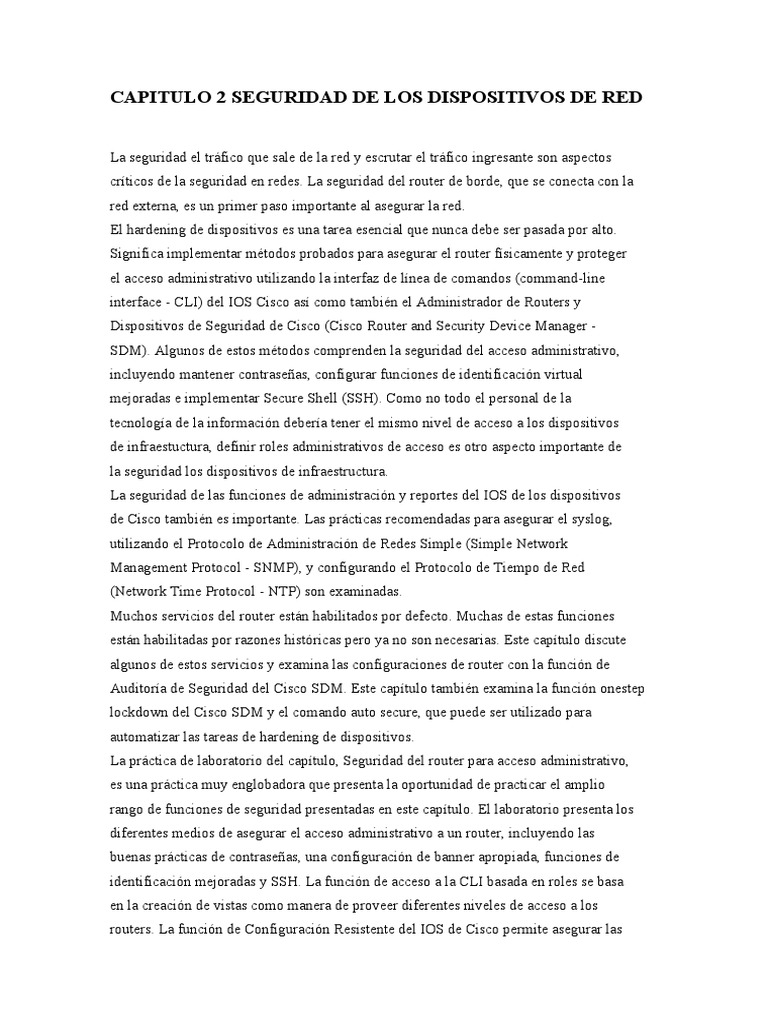 Capitulo 2 Ccna Security | PDF | Enrutador (Computación) | Sistema ...