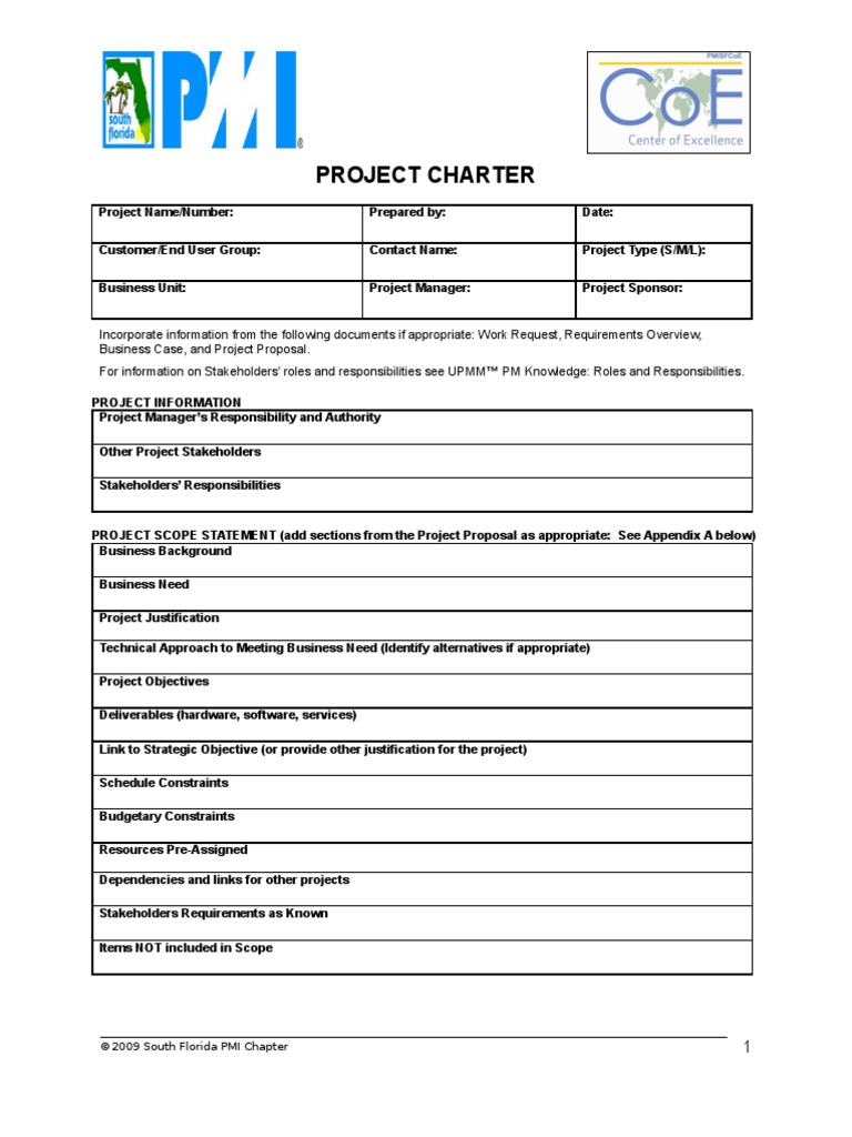 Project Charter Template v2 | PDF | Computers