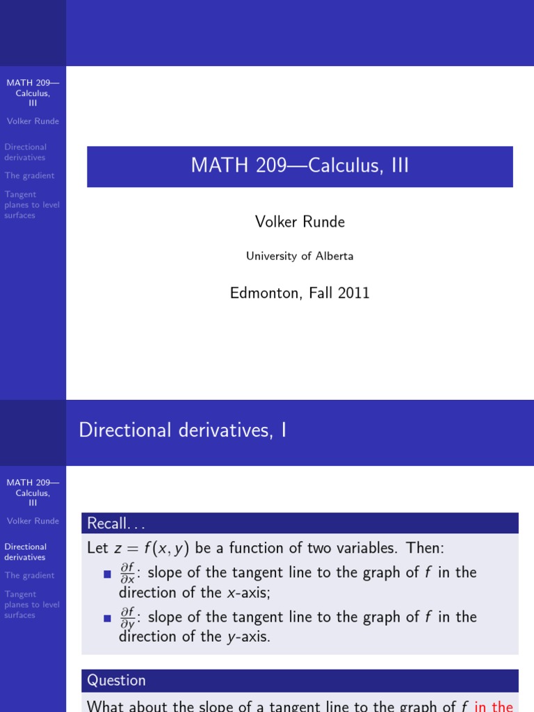 Directional Derivatives and Gradients | PDF | Gradient | Derivative