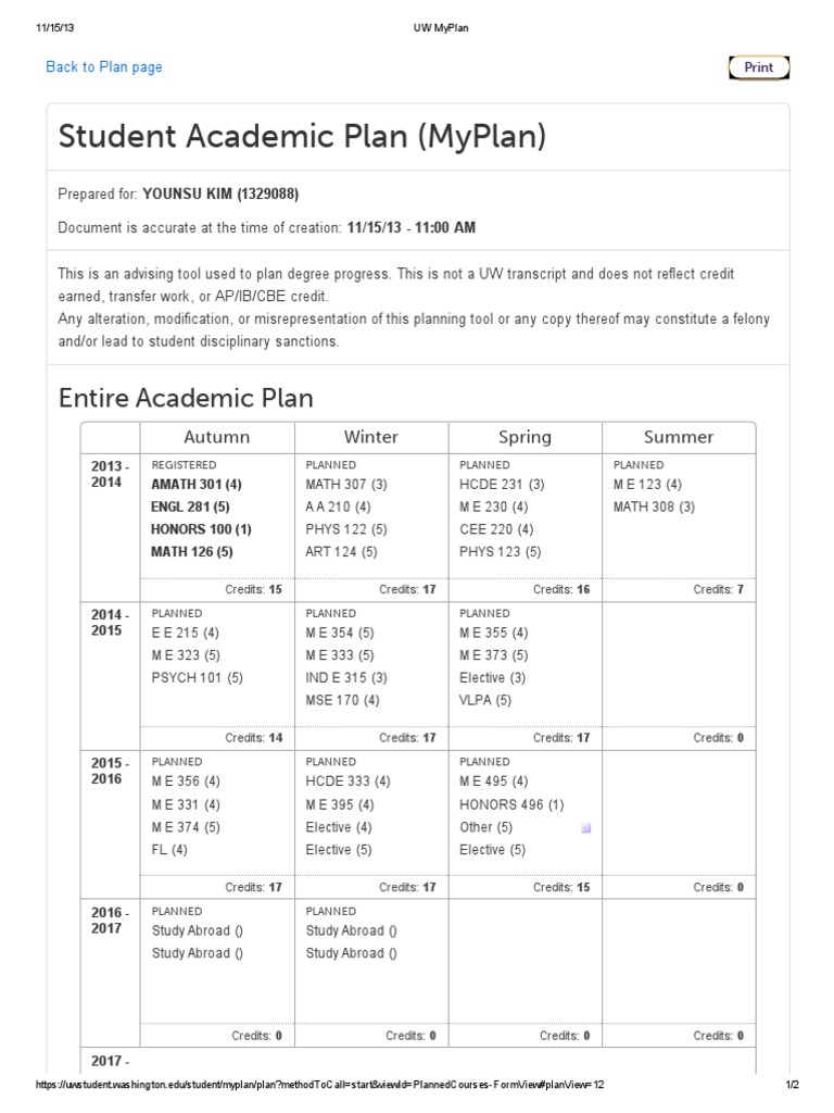 Uw Myplan PDF Science & Mathematics
