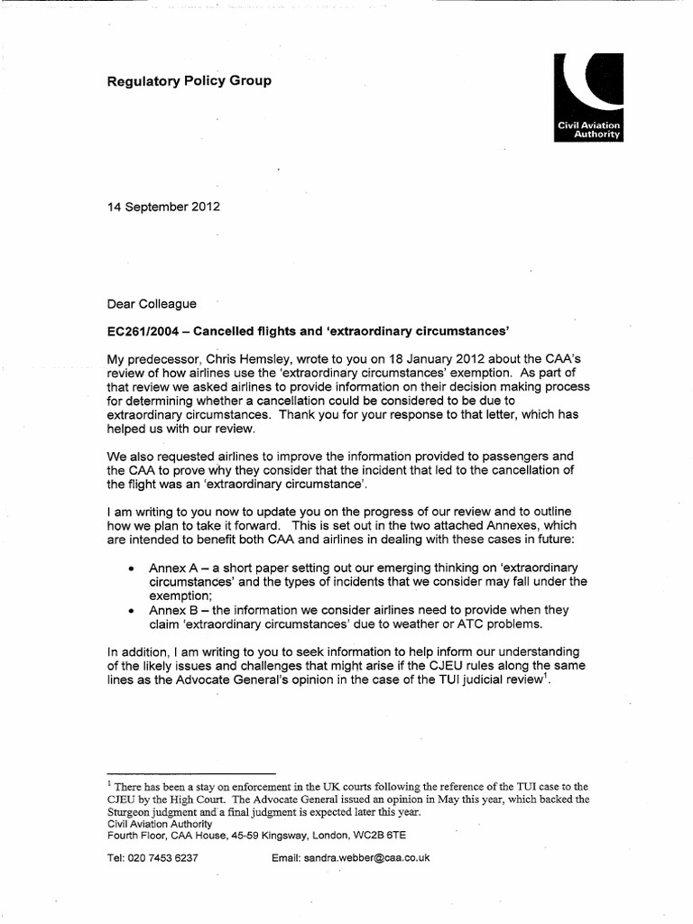 CAA To Airlines 140912 | PDF