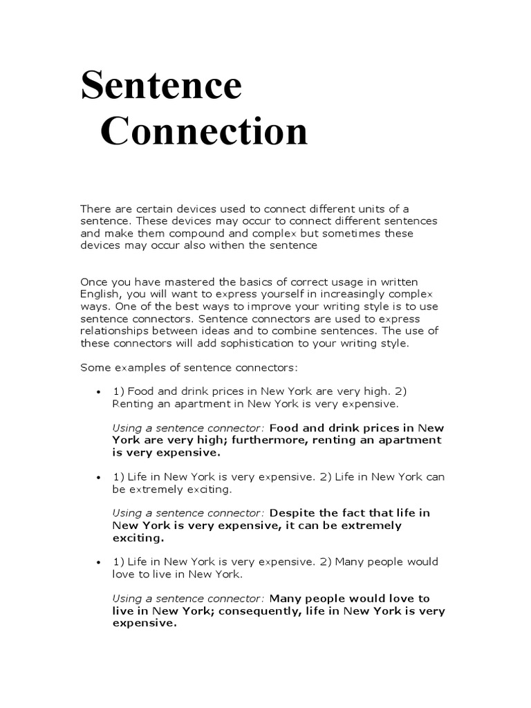 Sentence Connection Clause Sentence (Linguistics)