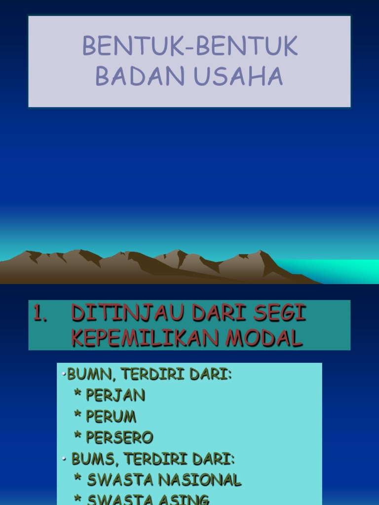 Bentuk-bentuk Badan Usaha