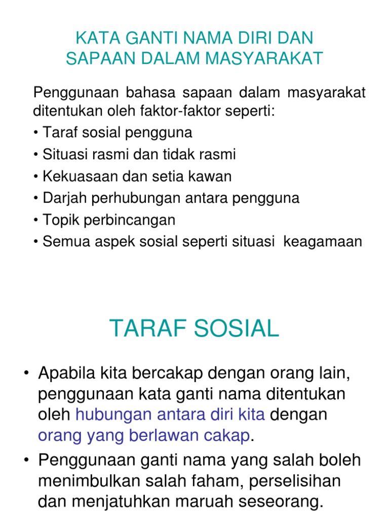 Kata Ganti Nama Diri Dan
