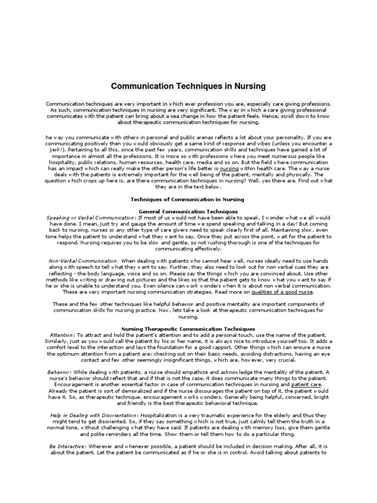 Effective Communication in Nursing | PDF | Nonverbal Communication ...
