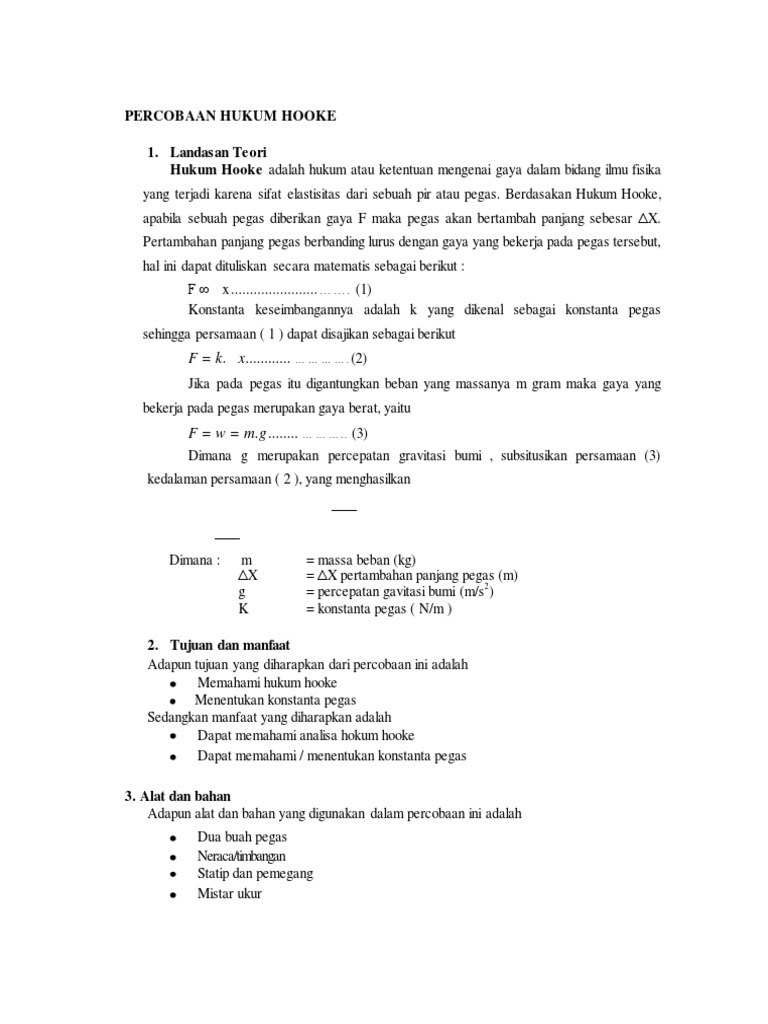 Percobaan Hukum Hooke dan Konstanta Pegas | PDF | Sains & Matematika