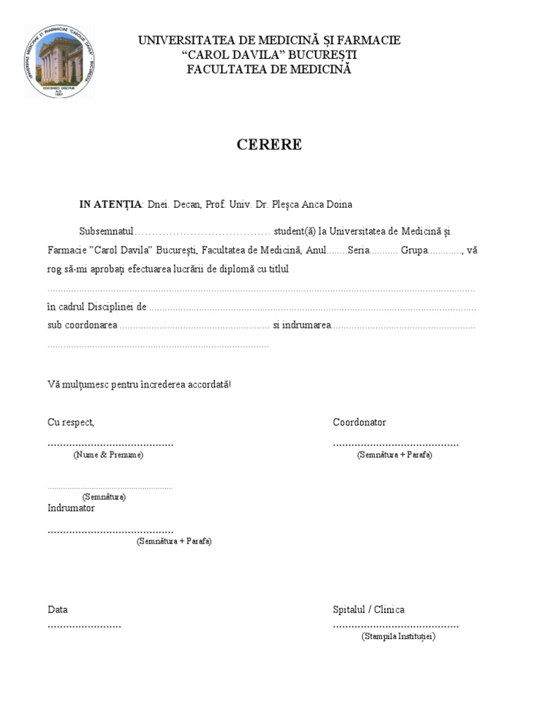 Model Cerere Licenta | PDF