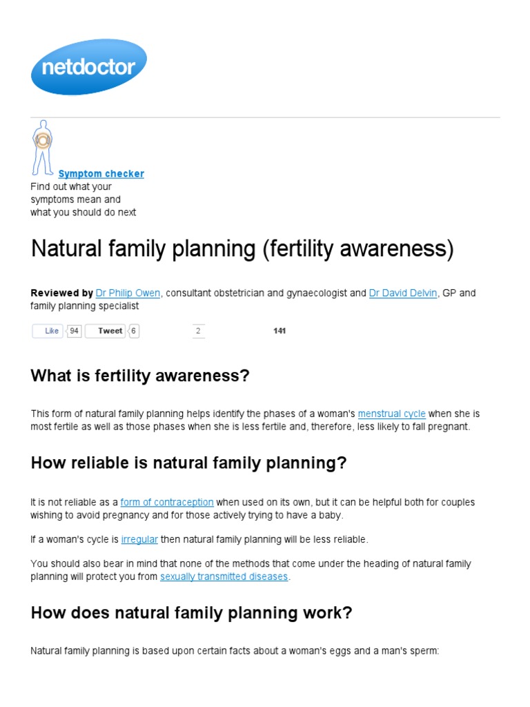 Natural Family Planning (Fertility Awareness) Menstrual Cycle