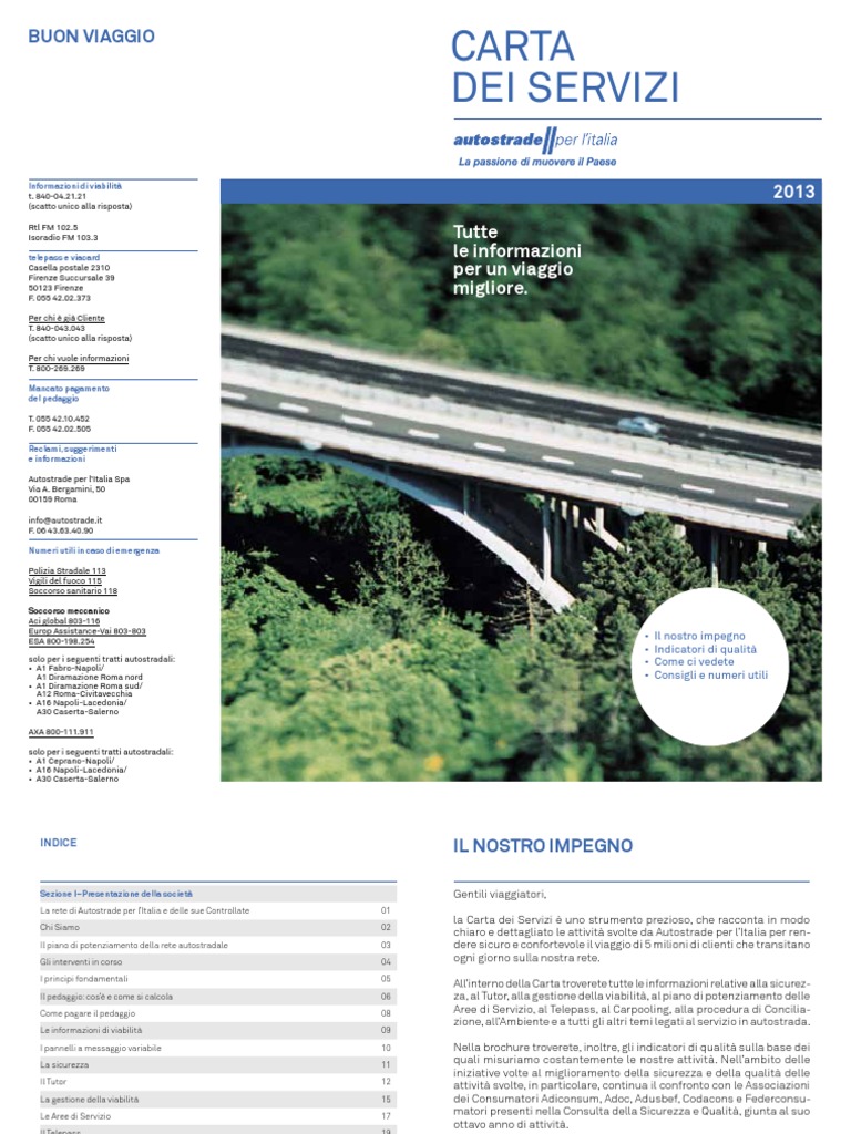 Autostrade Carta Servizi 2013 | PDF, image size:768x1024