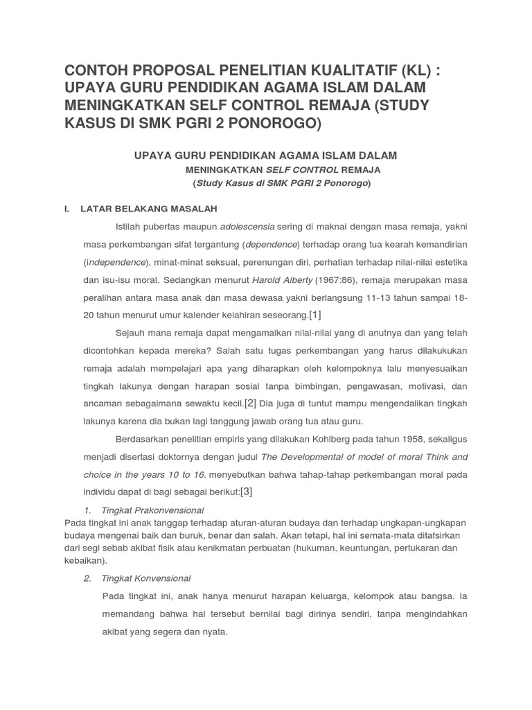 Contoh Proposal Tesis Pendidikan Agama Islam Penelitian Kualitatif Lengkap