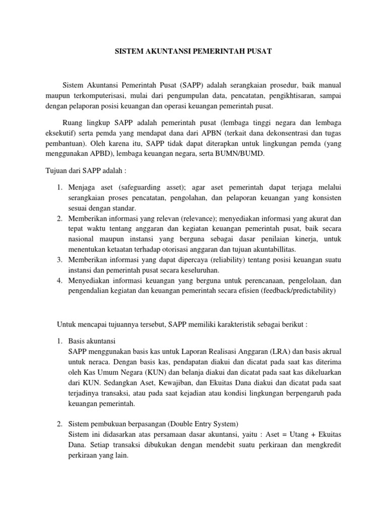 Sistem Akuntansi Pemerintah Pusat