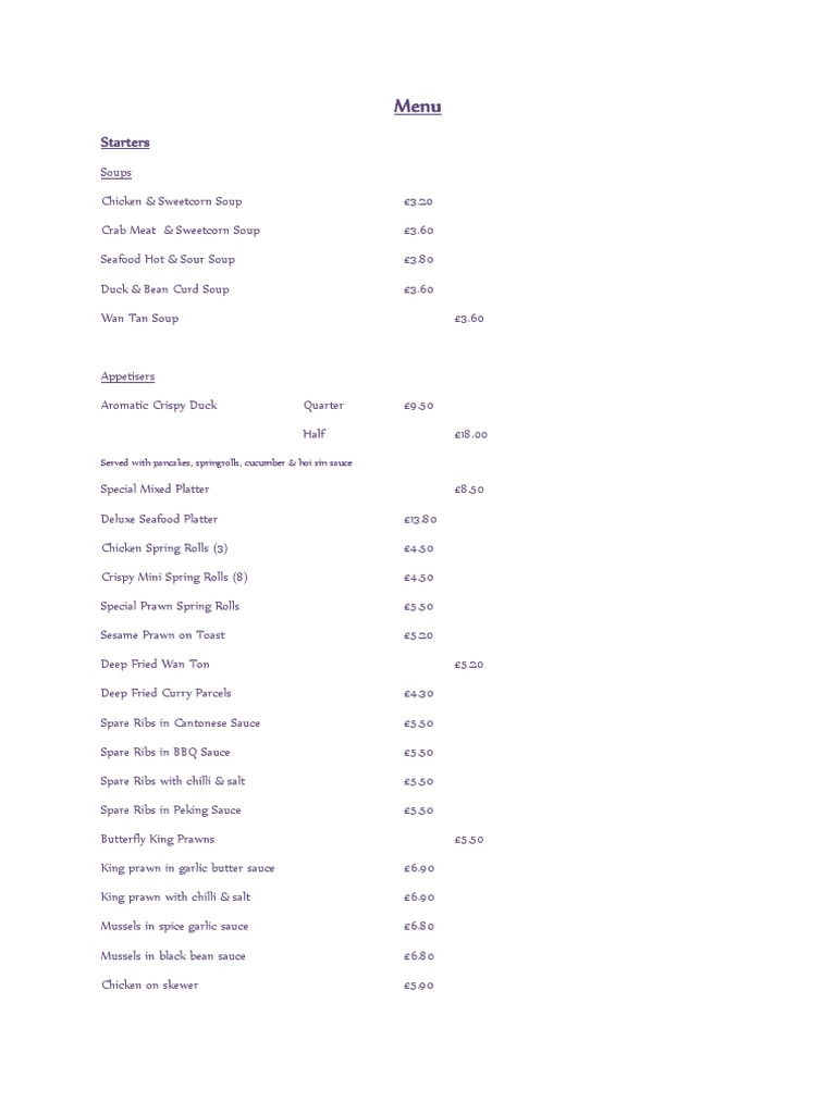 Mei Ling Menu | PDF | Curry | Cantonese Cuisine