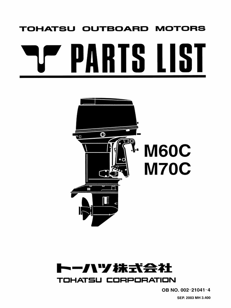Tohatsu Parts Catalogue M60C & M70C