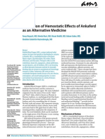 Evaluation of Hemostatic Effects of Ankaferd As An Alternative Medicine