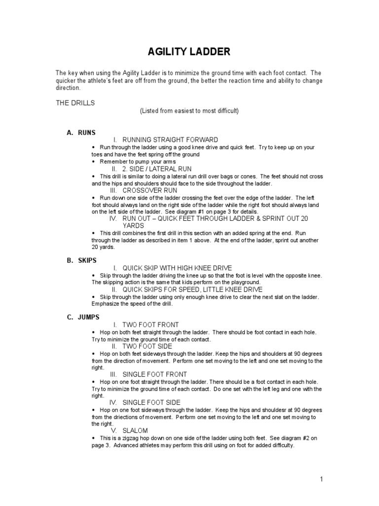 Agility Ladder Drills PDF Sports