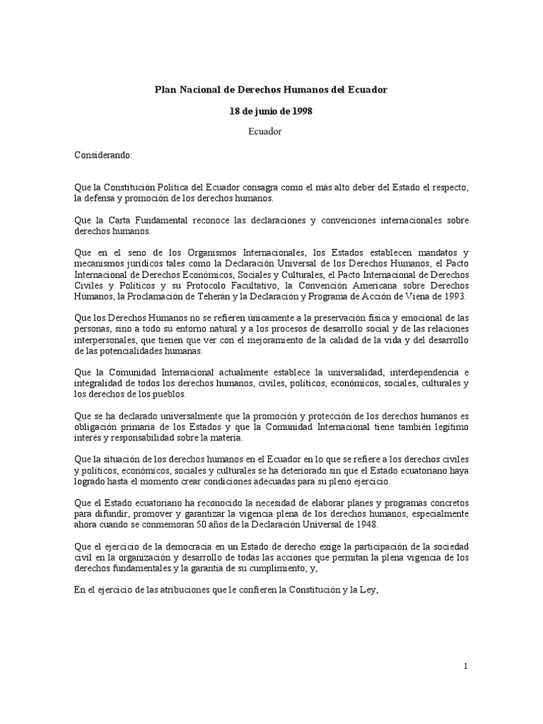 Derechos Humanos en El Ecuador | PDF | Derechos humanos | Derechos