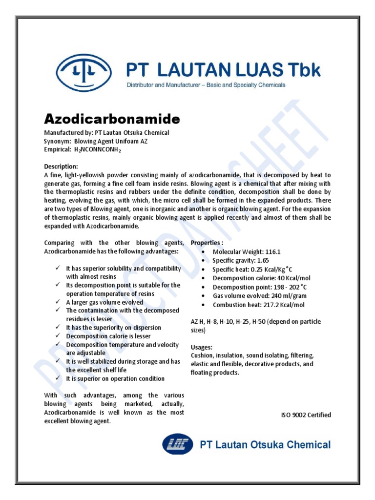 Azodicarbonamide Overview and Benefits | PDF