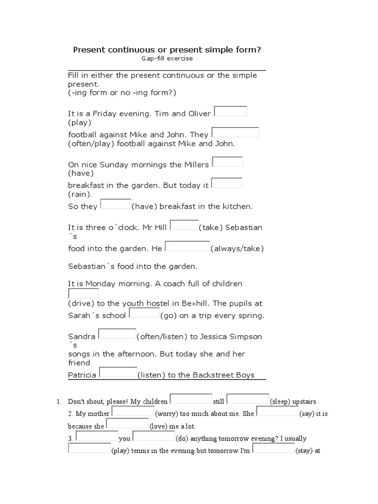 Present continuous homework 07 picture