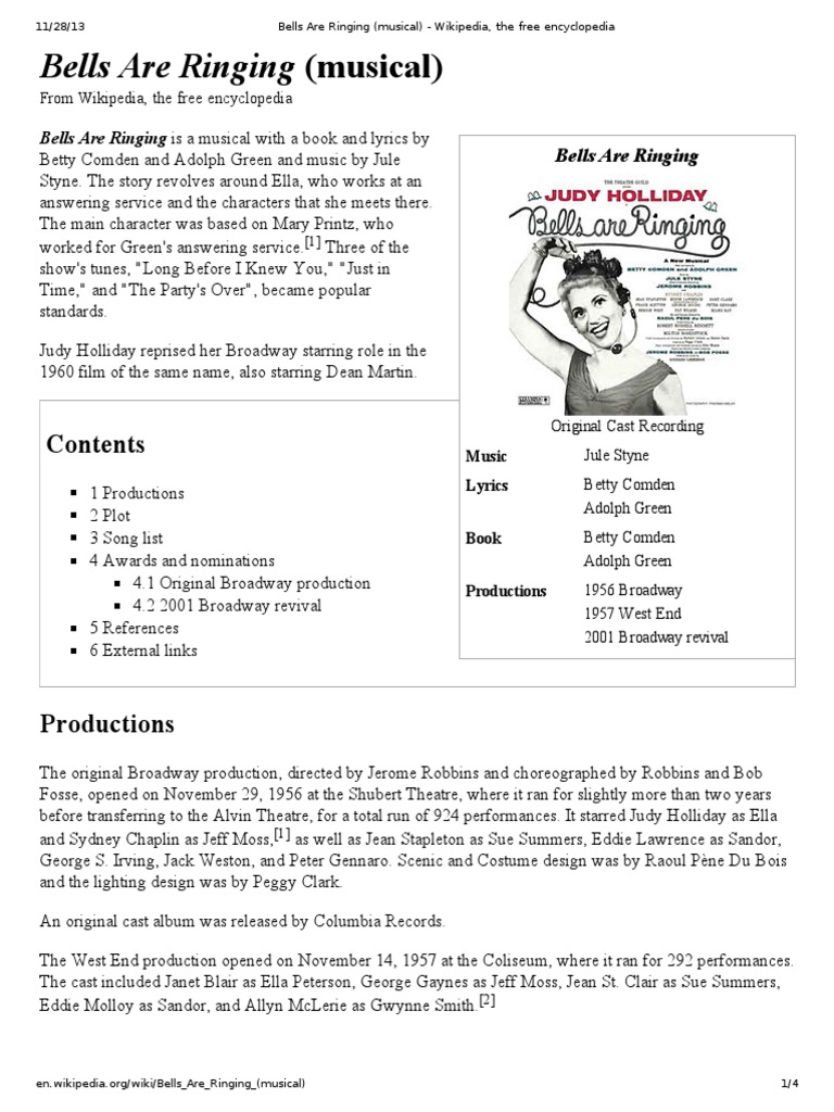 Bells Are Ringing Musical Musical Theatre Broadway Theatre Aqui você também poderá encontrar outras informações como monólogos e material teórico para estudo. scribd