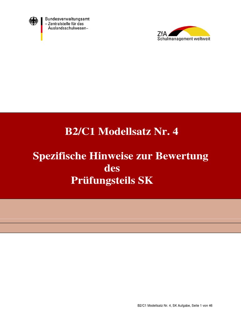 B2-C1 Modellsatz Nr.4, SK Hinweise Zur Bewertung | PDF