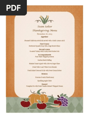 Thanksgiving 2013 Menu