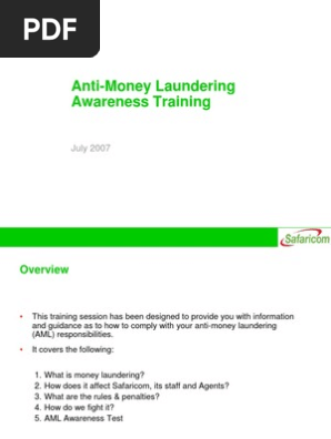Anti Money Laundering Awareness Training Pdf Money Laundering Government