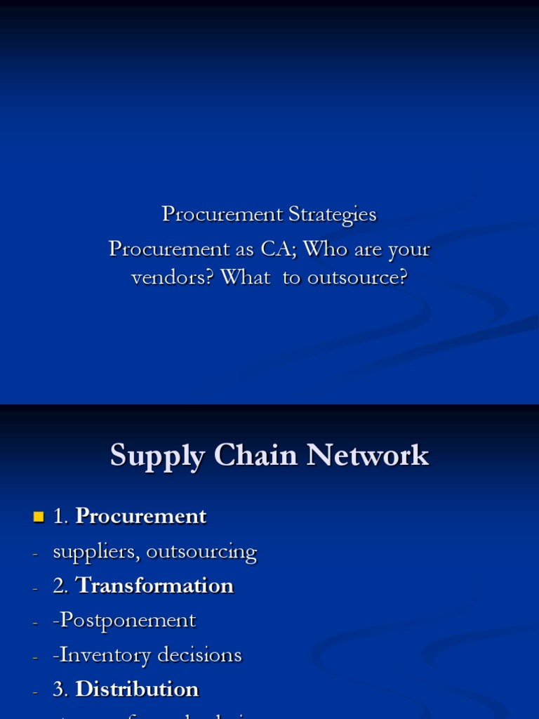 Procurement Strategies and Vendor Management | PDF | Supply Chain ...