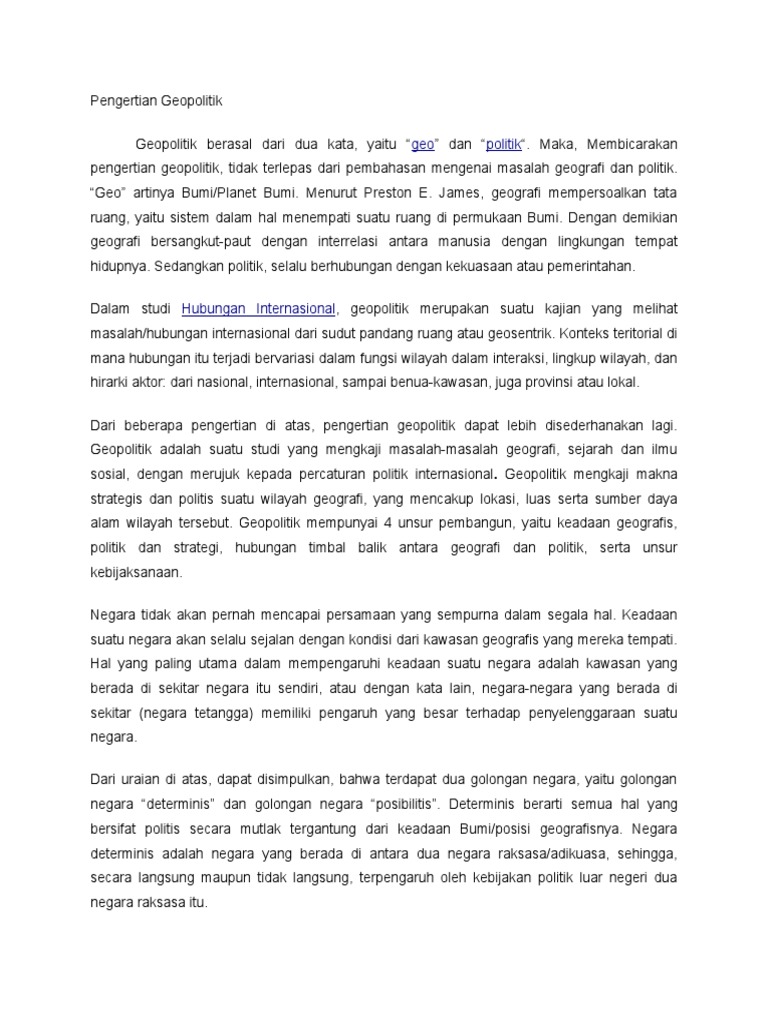 Pengertian Geopolitik Pdf