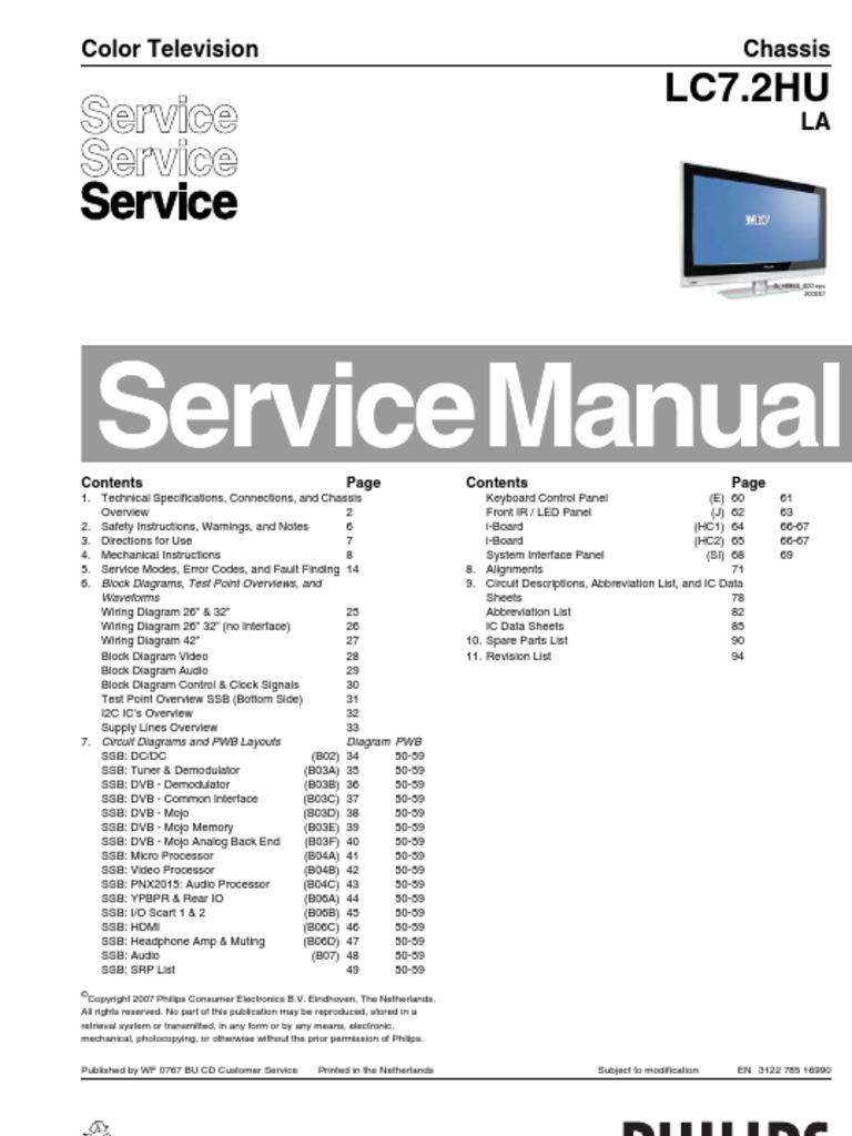 Televisions Philips 32 Service Manual | Mains Electricity | Alternating  Current